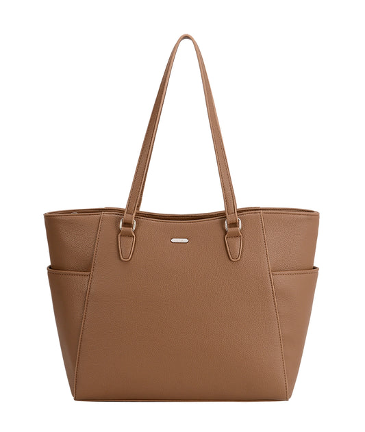 Side Pockets Vegan Leather Tote Bag