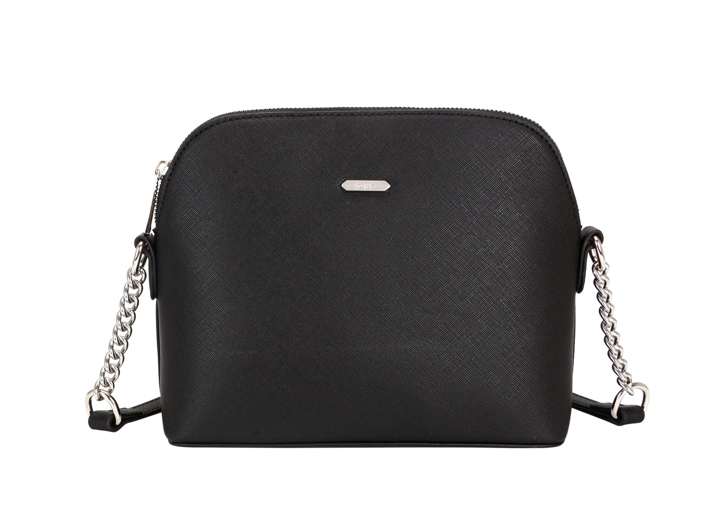 Top Zipper Vegan Leather Crossbody Bag