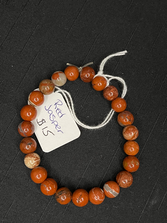 Red jasper beaded bracelet