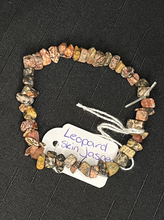 Leopard skin jasper chip bracelet